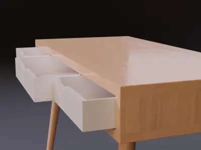 Wooden desk  Free 3D model