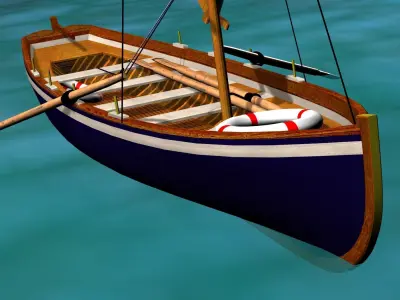 Captain Gig Boat 19th Century Low-poly 3D model