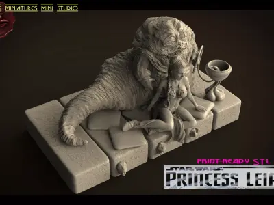 Princess Leia and Jabba 3D print model