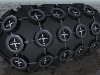 Yokohama pneumatic fenders 3d low-poly model Low-poly 3D model