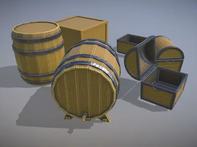 Stylized Wooden Asset Pack Free low-poly 3D model
