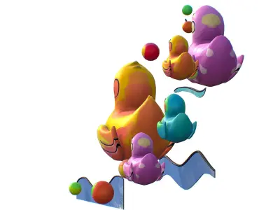 Cartoon 3D illustration Duck Family Bird Low-poly 3D model