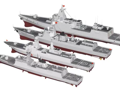 Type 055 destroyer    052D destroyer    054A    054B frigate 3D model