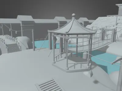 Japanese Temple Scene 3D model