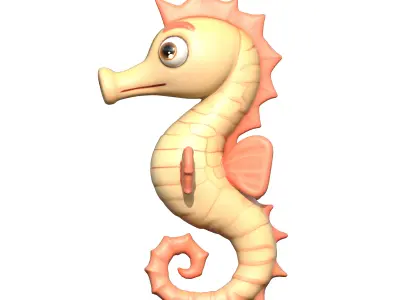 Cartoon Seahorse Low-poly 3D model