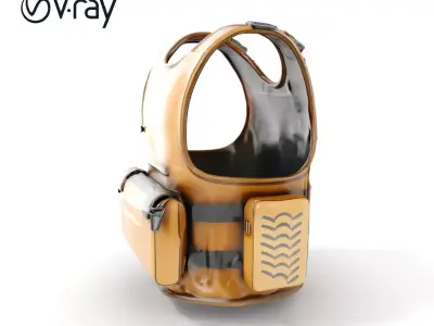 Tactical Vest D Model Pack Low-poly 3D model