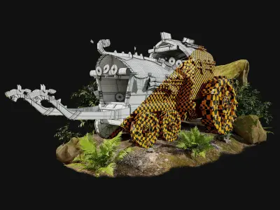 Vikings War Machine - Tutorial and Asset Low-poly 3D model