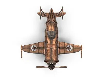 Phantom toy airplane in copper 3D model