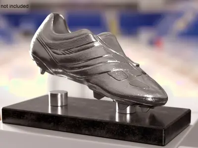 Silver Football Boot Trophy On Marble Base 3D model