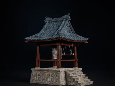 JAPANESE BELL Bonsho tsurigane Low-poly 3D model