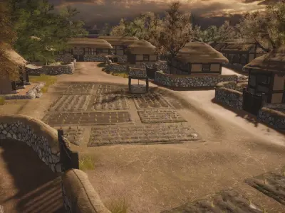 Korea Goryeo Village and Palace Low-poly 3D model