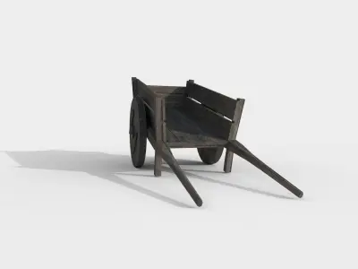 Medieval WhellBarrow 001 Low Poly Low-poly 3D model