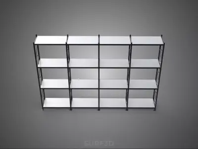 INDUSTRIAL WAREHOUSE METAL SHELVING ORGANIZED STORAGE RACK SHELF 3D model