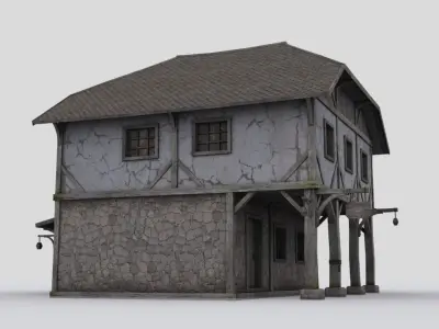 House old with roof Low-poly 3D model