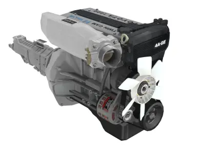 Toyota 4AGE Bluetop engine Low-poly 3D model