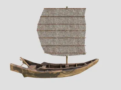 sailboat chinese boat Low-poly 3D model