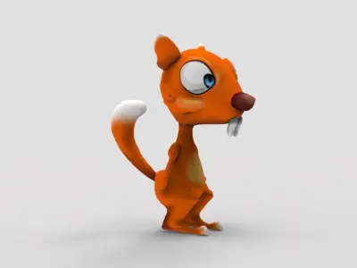 Orange Squirrel Low-poly 3D model