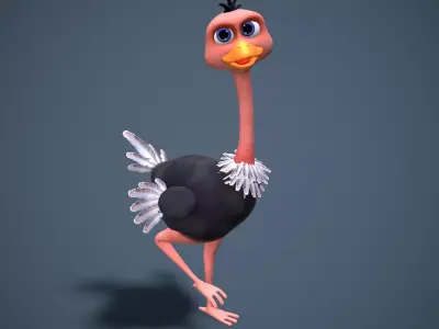 cartoon oistrich Low-poly 3D model