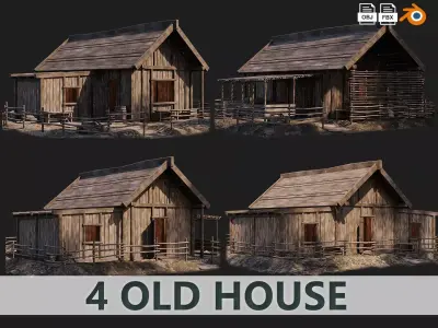 Old House PBR 4K GameReady Pack 29 to 32 Low-poly 3D model