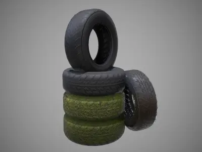 Low poly explosive Tires pack PBR Game-ready Low-poly 3D model