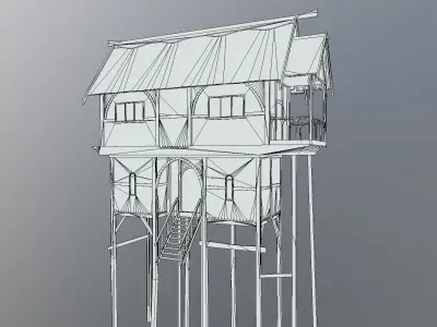 Medieval lake village - House 3 Low-poly 3D model