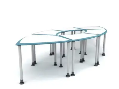 Blue And White Conference Table 3D model