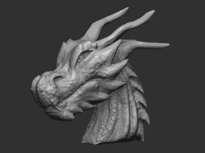 Fantasy Dragon Head high and lowpoly and 3d-print Free low-poly 3D model