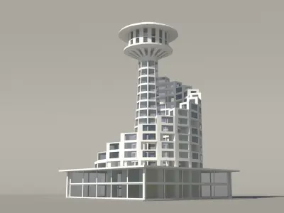  Multi purpose building Low-poly 3D model