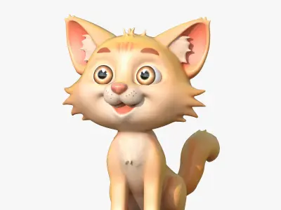 Cartoon Cat  Stylized  Game Ready Low-poly 3D model