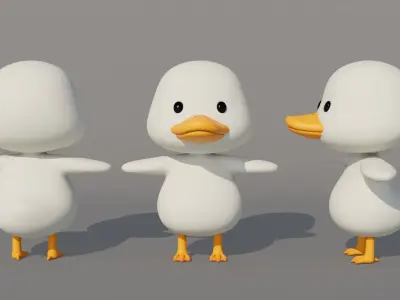 Rigged Cartoon Duck Low-poly 3D model
