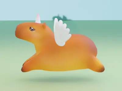 animated unicorn capybara Low-poly 3D model
