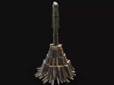 WITCH STAKE TORTURE TORMENT DEATH PYRE Low-poly 3D model