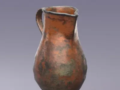 S00072 Old copper jug Low-poly 3D model