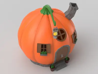 Cartoon Pumpkin House 3D model