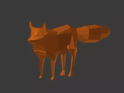 Low poly fox in polygons Low-poly 3D model