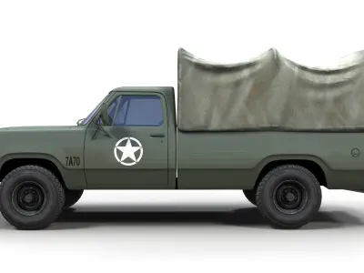 Dodge D100 military truck Low-poly 3D model