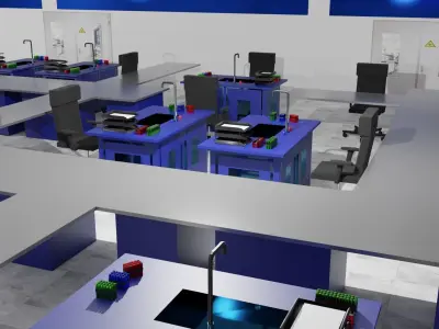 Laboratory Interior Low-poly 3D model 2
