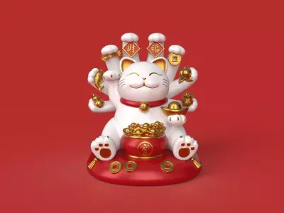 Thousand Hands Fortune Cat 3D model