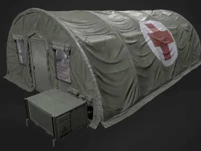 Modern Military Tent Videogame Asset enhanced edition Low-poly 3D model
