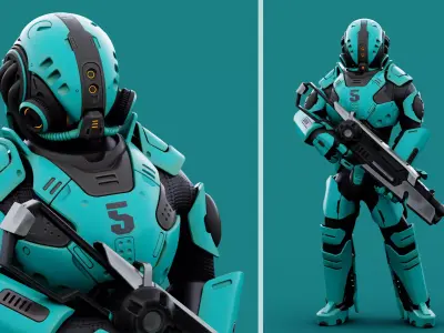 CYBORG SOLDIER RX-1500 Rigged Unreal Engine - Unity - MIXAMO  3D model