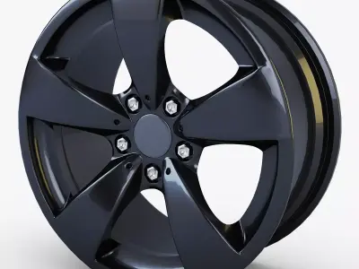Style 138 wheel black Mid Poly Low-poly 3D model