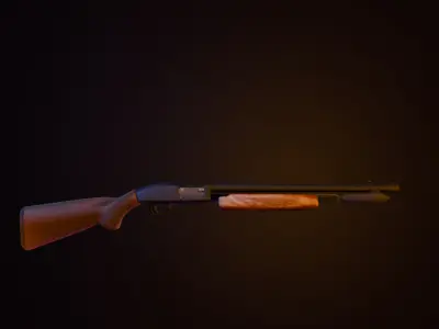 Retro Mossberg Shotgun PSX Inspired Game Asset Free low-poly 3D model