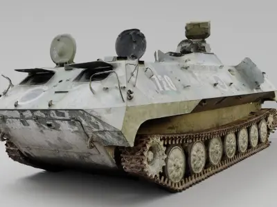 russian MT-LB multi-purpose towing vehicle destroyed in Ukraine 3D model