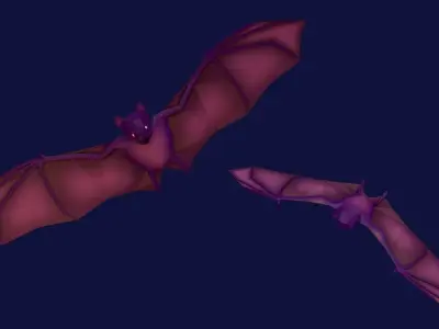 Cartoon Lowpoly Bat Illustration Low-poly 3D model
