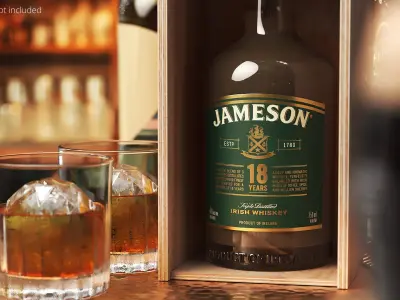Jameson Irish Whiskey Aged 18 Years in Wooden Box 3D model