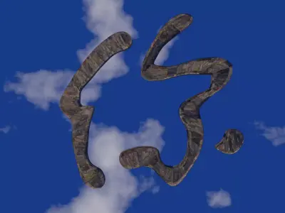 Chinese script quad model  for making animation Low-poly 3D model