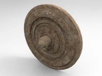 Chariot wheel with sculpting Low-poly 3D model