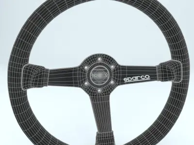 Steering Wheel Sparco R325 Leather Black 3D model