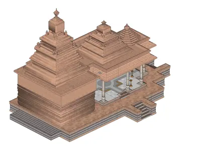 Indian Temple Model Package of 2 Temples with Garden Low-poly 3D model