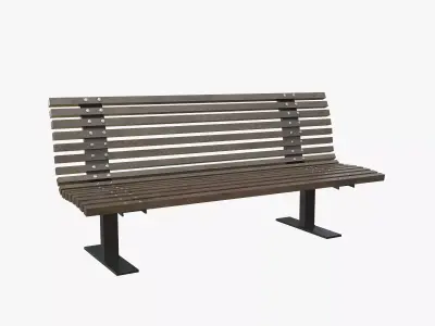 Public Bench V-02 Low-poly 3D model